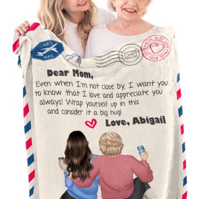 Cute Mother's Day Gift From Daughter Personalized Mom Gift Fleece Blanket
