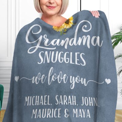 Mother's Day Gift Idea For Grandma Personalized Sherpa Blanket For Grandma