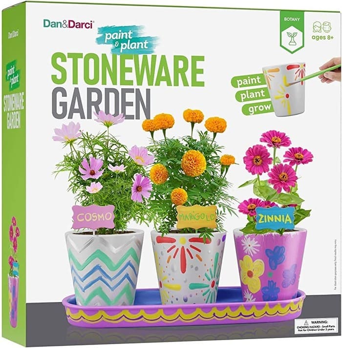 Paint & Plant Stoneware Flower Gardening Kit - Easter gifts for kids