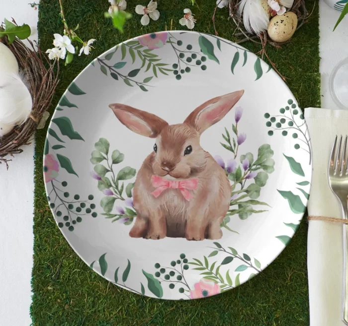 Ceramic bunny Rabbit Plate - Easter gifts for professors