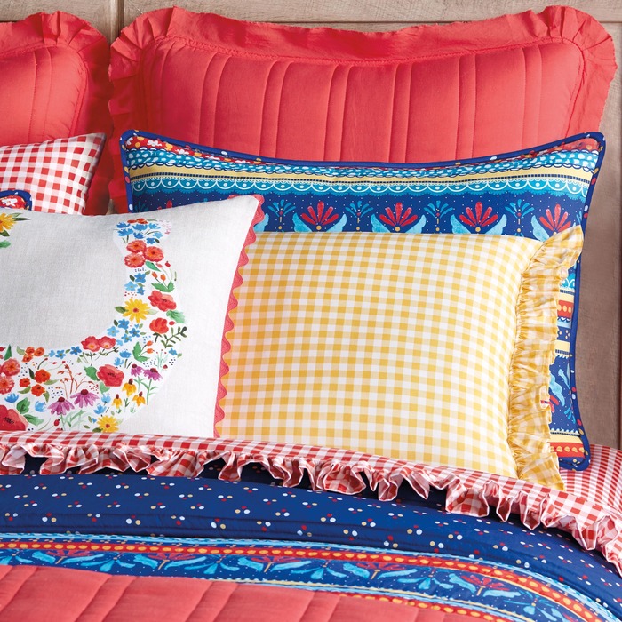 Easter Present For Wife - The Pioneer Woman Gingham Cotton Pillow