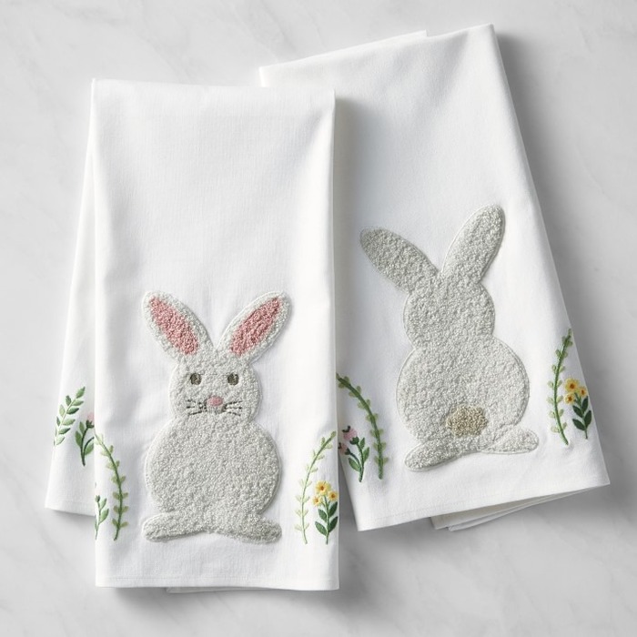 Embroidered Bunny Towels - Easter present for girlfriend