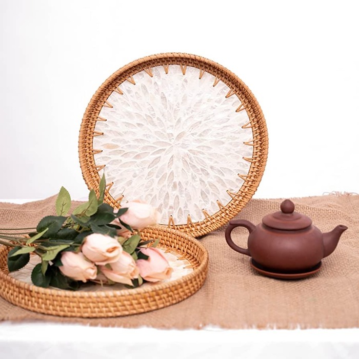 Bemiao Crafts Rattan Tray - Easter Gifts For Women