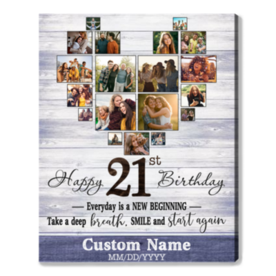 Customized Photo 21st Birthday Canvas 21st Gift Idea For Woman
