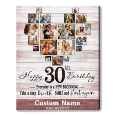 Customized Photo 30th Birthday Canvas 30th Gift Idea For Woman