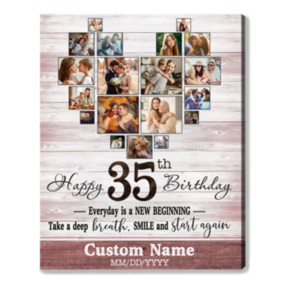 Customized Photo 35th Birthday Canvas 35th Gift Idea For Woman