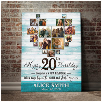 Customized Photo 20th Birthday Canvas 20th Gift Idea For Woman 01