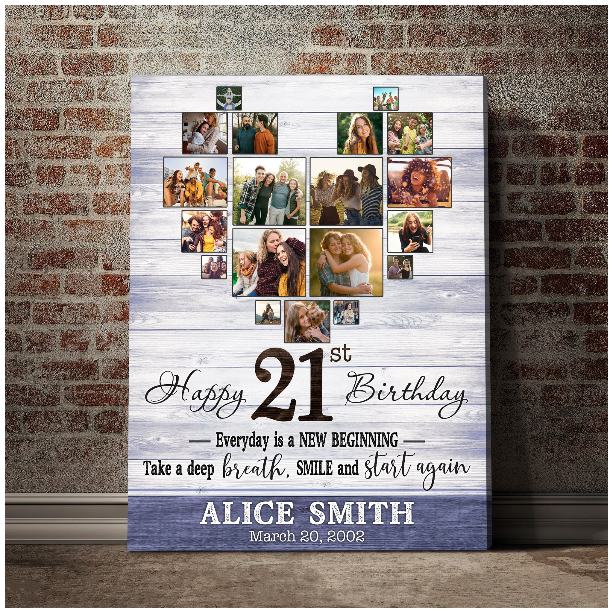 Personalized 21st Birthday Gift, Custom Photo Collage Number 21 Canvas Wall  Art - Stunning Gift Store