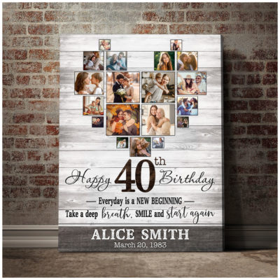 Customized Photo 40th Birthday Canvas 40th Gift Idea For Woman 01