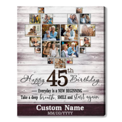 Customized Photo 45th Birthday Canvas 45th Gift Idea For Woman