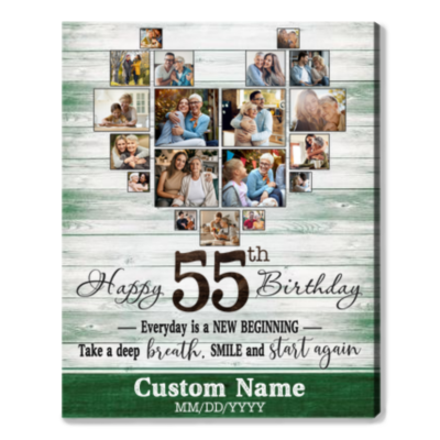 Customized Photo 55th Birthday Canvas 55th Gift Idea For Woman