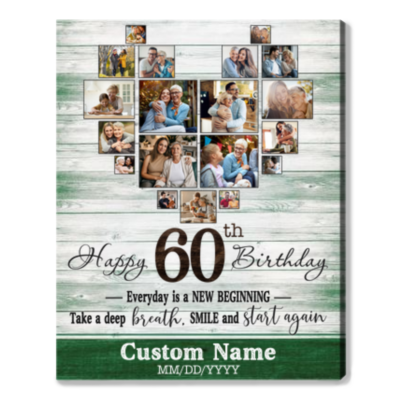 Customized Photo 60th Birthday Canvas 60th Gift Idea For Woman