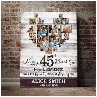 Customized Photo 45th Birthday Canvas 45th Gift Idea For Woman 01