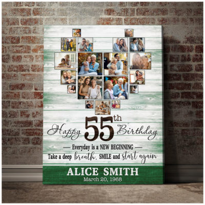 Customized Photo 55th Birthday Canvas 55th Gift Idea For Woman 01