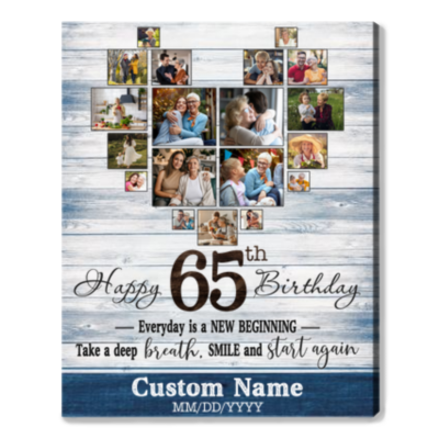 Customized Photo 65th Birthday Canvas 65th Gift Idea For Woman