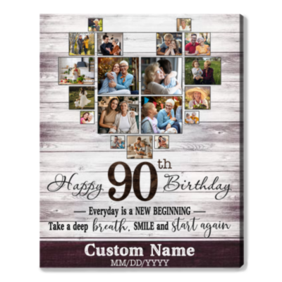 Customized Photo 90th Birthday Canvas 90th Gift Idea For Woman