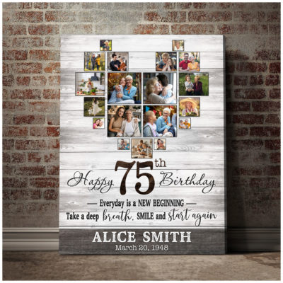 Customized Photo 75th Birthday Canvas 75th Gift Idea For Woman 01