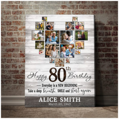 Customized Photo 80th Birthday Canvas 80th Gift Idea For Woman 01