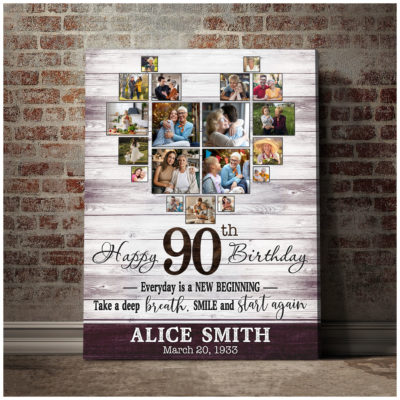 Customized Photo 90th Birthday Canvas 90th Gift Idea For Woman 01