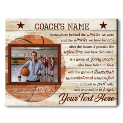 Custom Photo Basketball Coach Canvas Print Thank You Gift For Basketball Coach