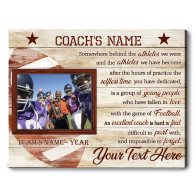 Custom Photo Football Coach Canvas Print Thank You Gift For Football Coach