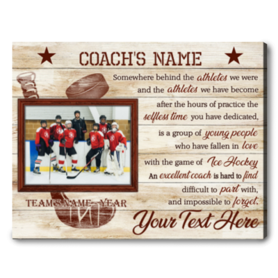 Custom Photo Ice Hockey Coach Canvas Print Thank You Gift For Ice Hockey Coach