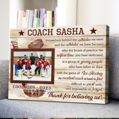 Custom Photo Ice Hockey Coach Canvas Print Thank You Gift For Ice Hockey Coach 01