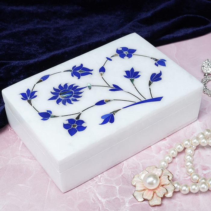 Handcrafted Marble Inlay Jewelry Box