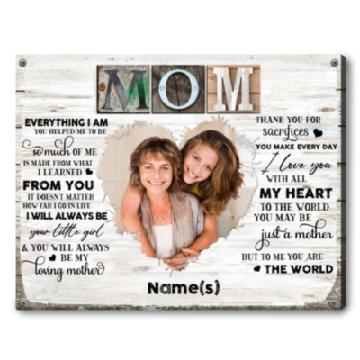 Custom Unique Mom Canvas Print Mother's Day Gifts From Daughter Or Son