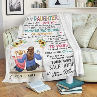 Meaningful Gift For Daughter From Mom Persoanlized Fleece Blanket