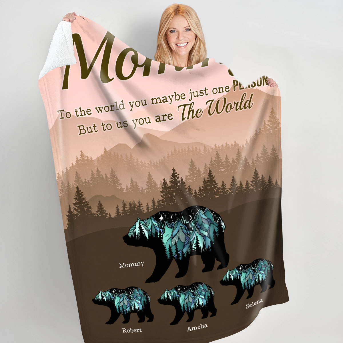 Mama Bear Blanket, Personalized Gifts for Mom, Mother's Day Gift for Wife