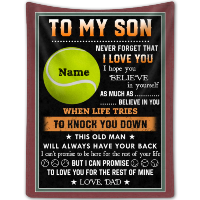 Customized Tennis Fleece Blanket Gift For Son Son Gifts From Dad Tennis Player Blanket