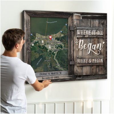 Special Anniversary Gift Mother's Day Gift For Wife Custom Map Canvas Print