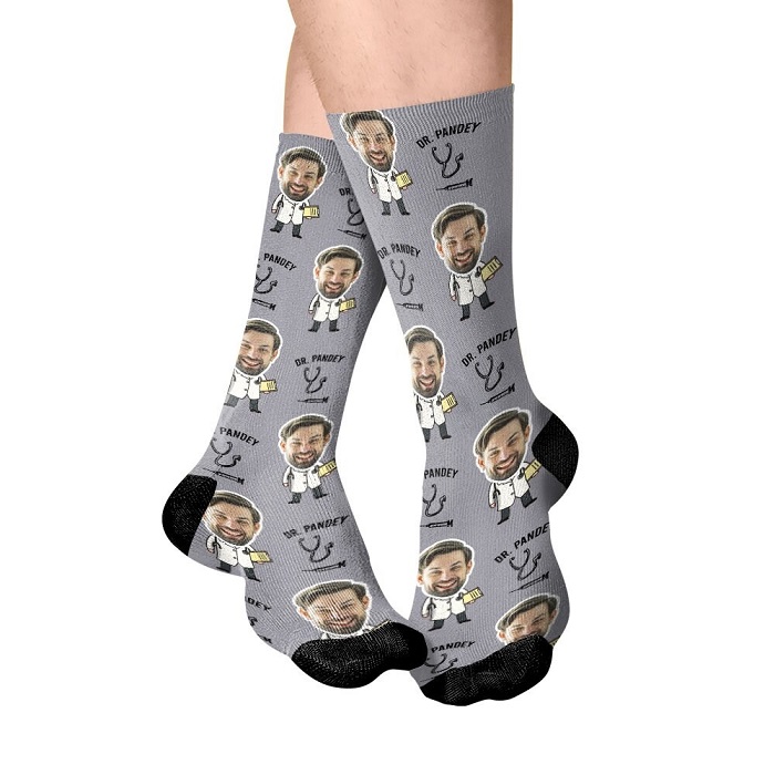 Customized Face Socks Are Funny Retirement Gifts For Male Doctor