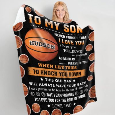 Customized Basketball Fleece Blanket Gift For Son Son Gifts From Dad Basketball Player Blanket