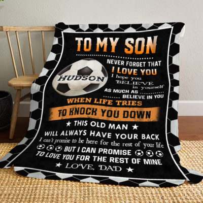 Customized Soccer Fleece Blanket Gift For Son Son Gifts From Dad Soccer Player Blanket