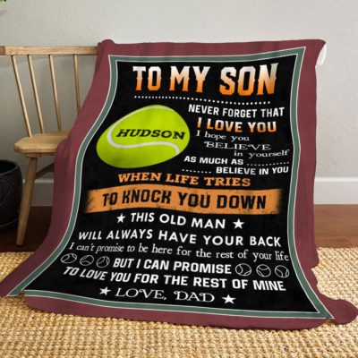 Customized Tennis Fleece Blanket Gift For Son Son Gifts From Dad Tennis Player Blanket