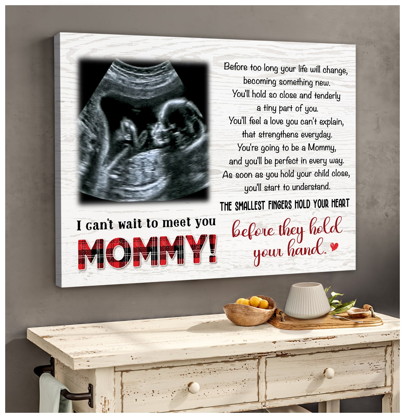 Custom Baby Sonogram Picture Frame First Time Mom Gifts - Oh Canvas