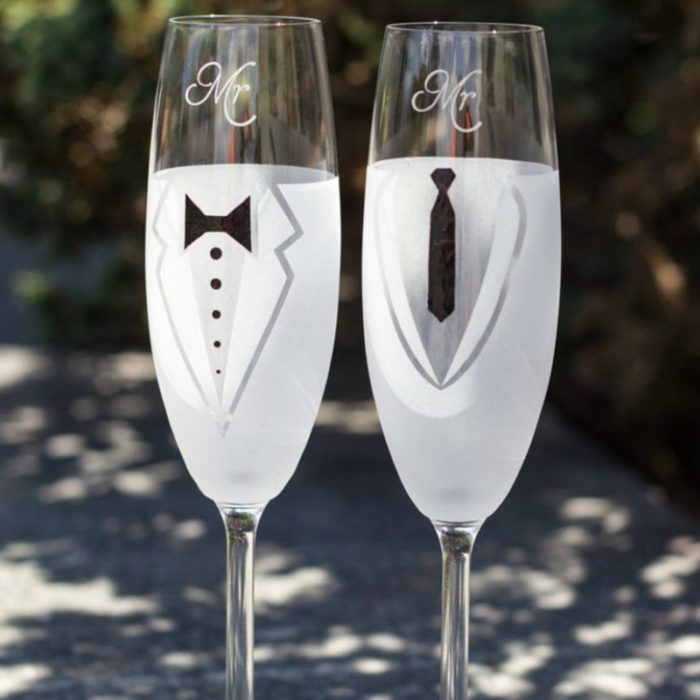 Matching Wine Glasses for gay wedding gifts