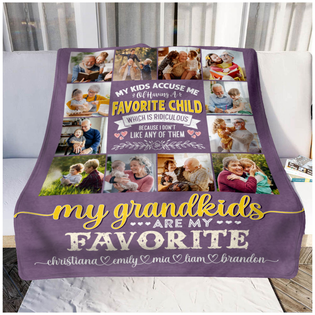 Blanket for grandma with grandkids online names