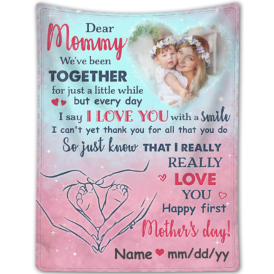 Sentimental Gift For First Mother's Day Personalized Fleece Blanket