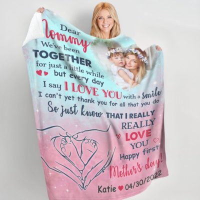 Sentimental Gift For First Mother's Day Personalized Fleece Blanket