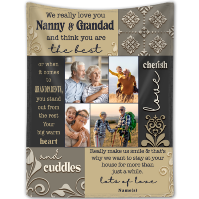 Personalized Photo Fleece Blanket For Grandparents New Grandparents Gifts