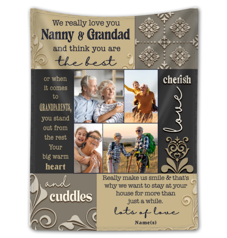 Personalized Photo Fleece Blanket For Grandparents New Grandparents Gifts