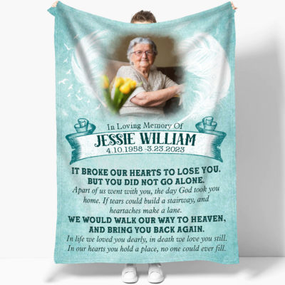 Custom Memorial Blanket With Photo For Grandma Loss Of Grandma Gifts