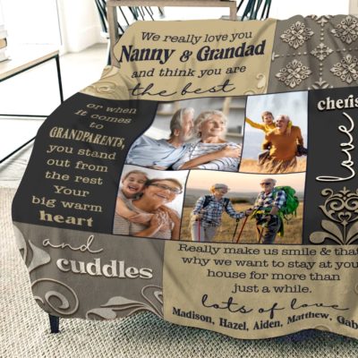 Personalized Photo Fleece Blanket For Grandparents New Grandparents Gifts