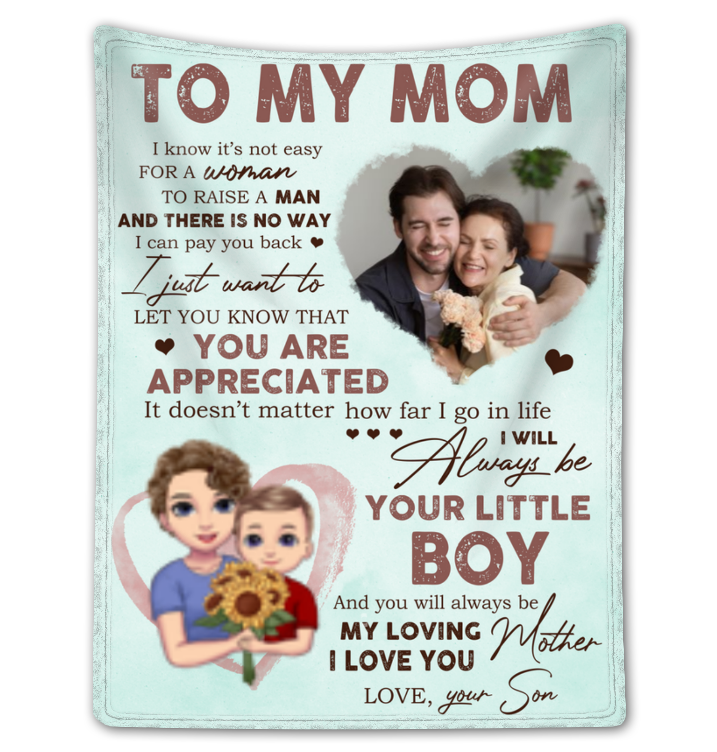 Mom Gift From Son Mother's Day Gift Personalized Fleece Blanket - Oh Canvas