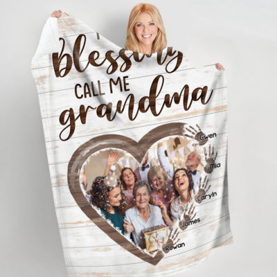 Customized Name And Photo Blanket Meaningful Grandma Gift Ideas