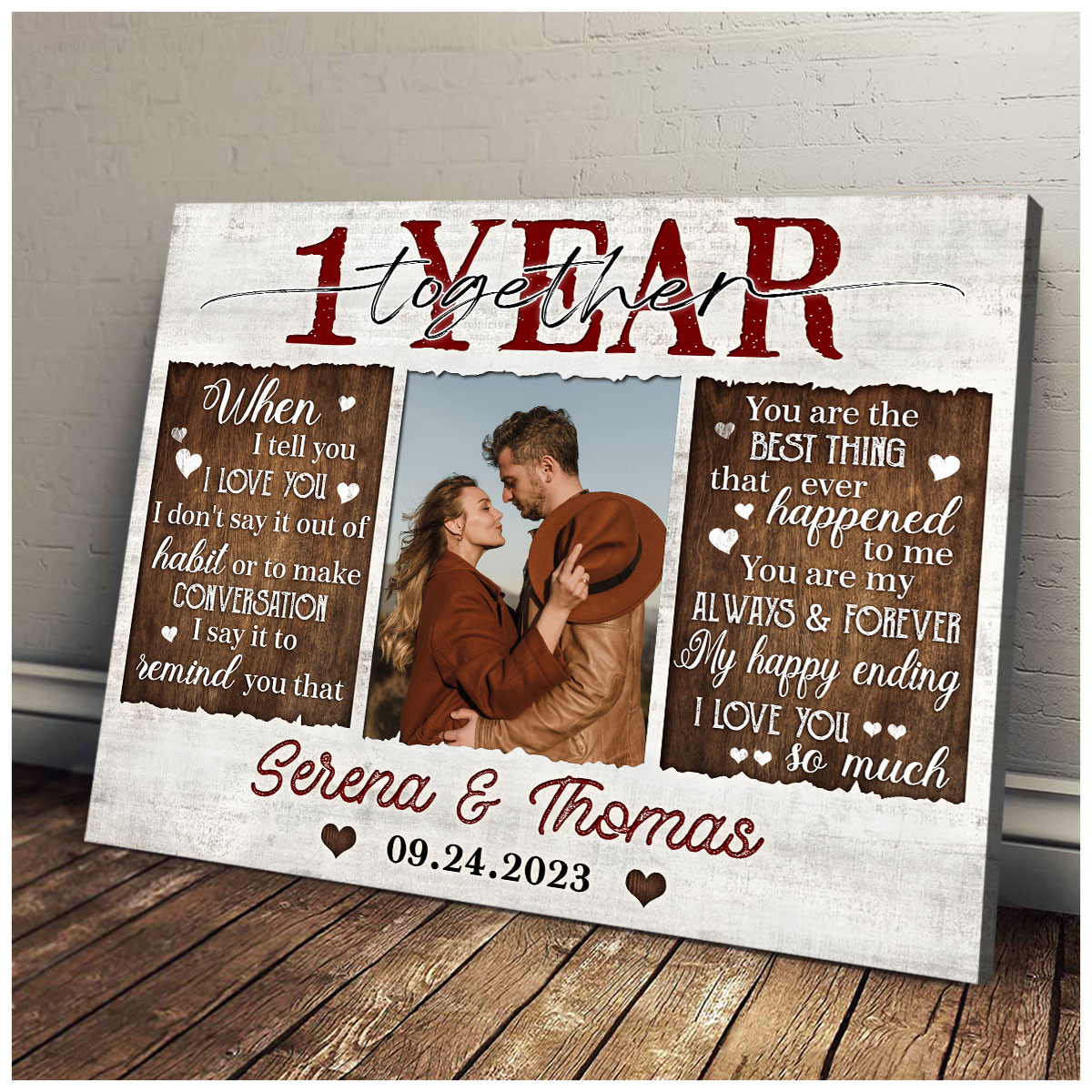 Unique 1 Year Anniversary Gift Custom 1 Year Together Canvas 01