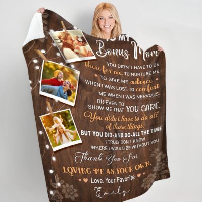 Bonus Mom Blanket Gift Mothers Day Birthday Gift For Bonus Stepmom